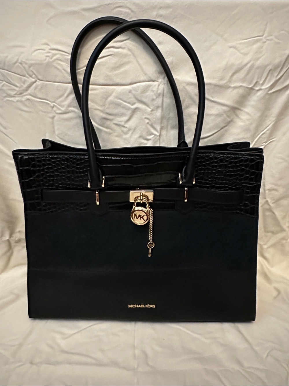 Michael Kors Black Satchel with Gold Charm Hardware